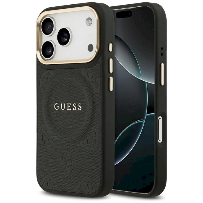 Guess Peony Hot Stamp MagSafe Защитный чехол для iPhone 17 Pro / чёрный (GUHMP17LPSAMSECK)
