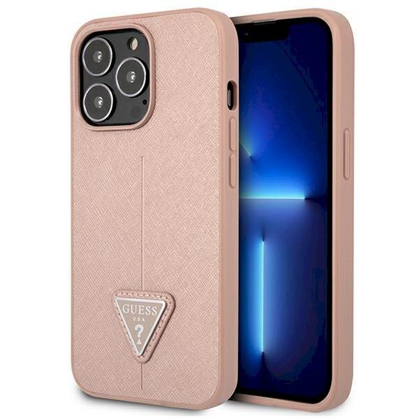 Guess GUHCP13LPSATLP Saffiano Triangle Logo Защитный чехол для iPhone 13 Pro / 13 6,1" / розовый (GUHCP13LPSATLP)