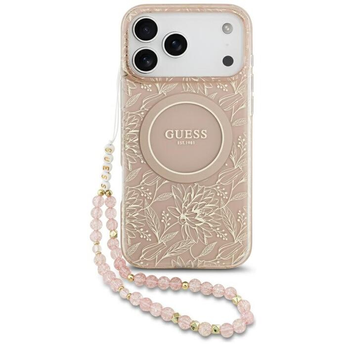Guess IML Flowers Electro Pearl Strap MagSafe Case Чехол для Apple iPhone 17 Pro Max (GUHMP17XHCPOFPP)