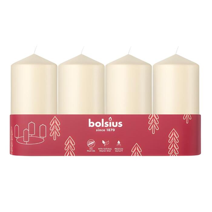 Bolsius Cilindra Sveces 4gab 100x48mm Cream (37306905)