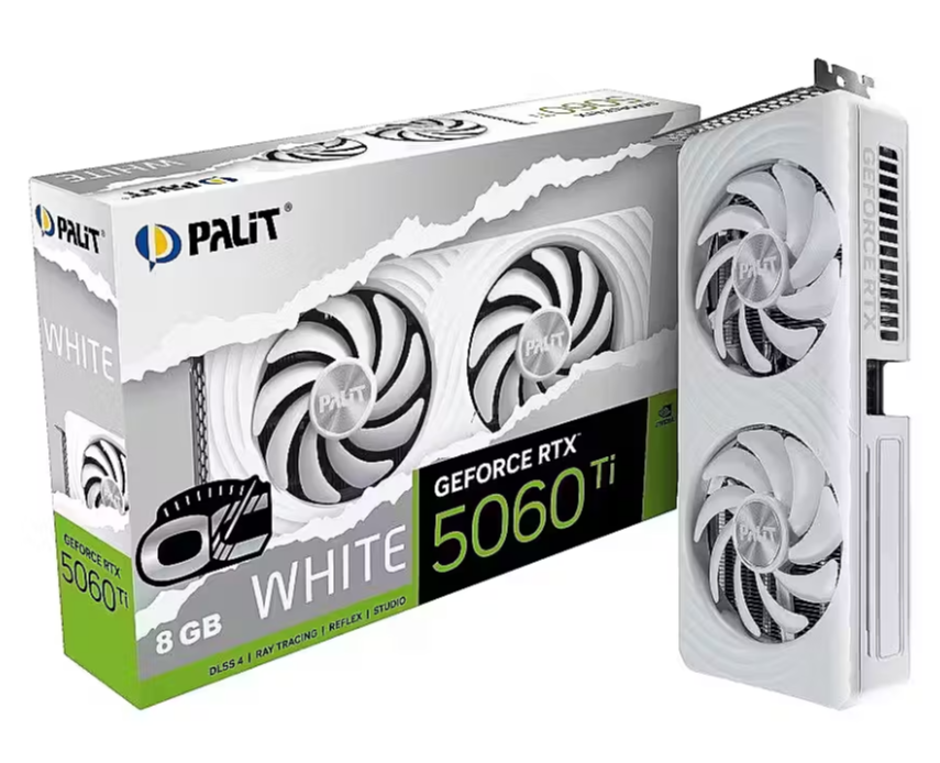 Palit GeForce RTX 5060 Ti White OC Videokarte 8GB GDDR7 (NE7506TU19P1-GB2062M)