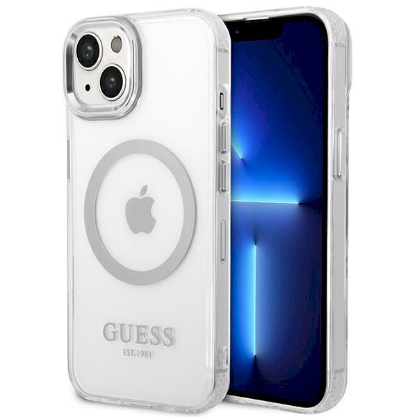 Guess GUHMP14MHTRMS Metal Outline Magsafe Защитный чехол для iPhone 14 Plus / 15 Plus 6.7" / серебряный (GUHMP14MHTRMS)