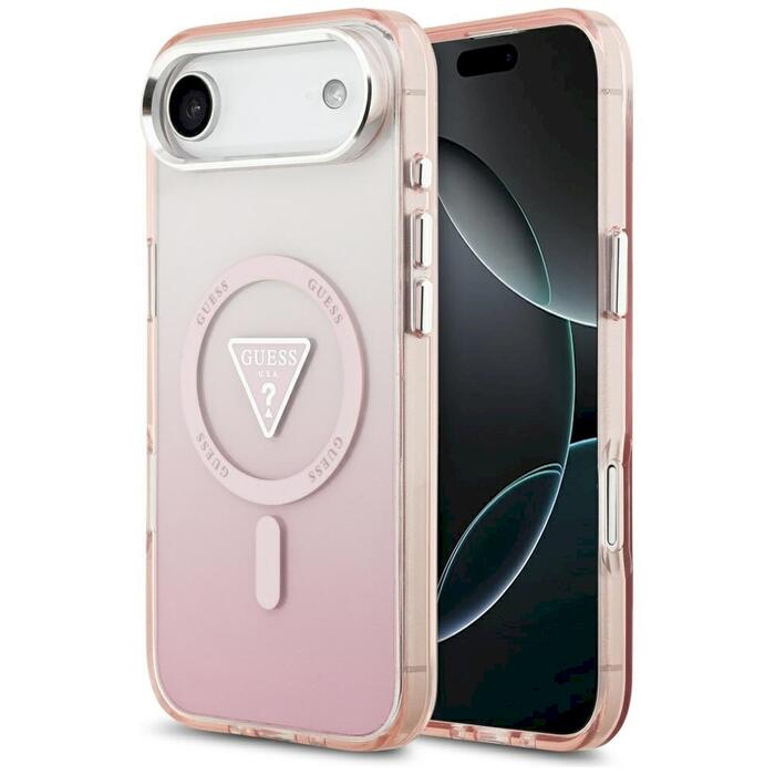 Case Guess IML Gradient Triangle Logo MagSafe Защитный чехол для iPhone Air / розовый (GUHMP17MHGTMLCGP)