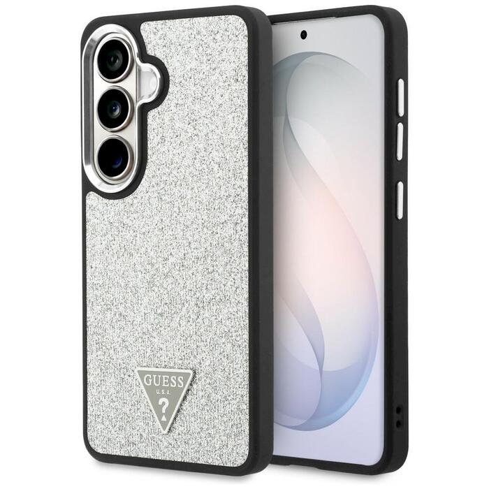 Case Guess Fixed Glitter Triangle MagSafe Защитный чехол для Samsung Galaxy S26 / серебристый (GUHMS26SPFGTSCMS)