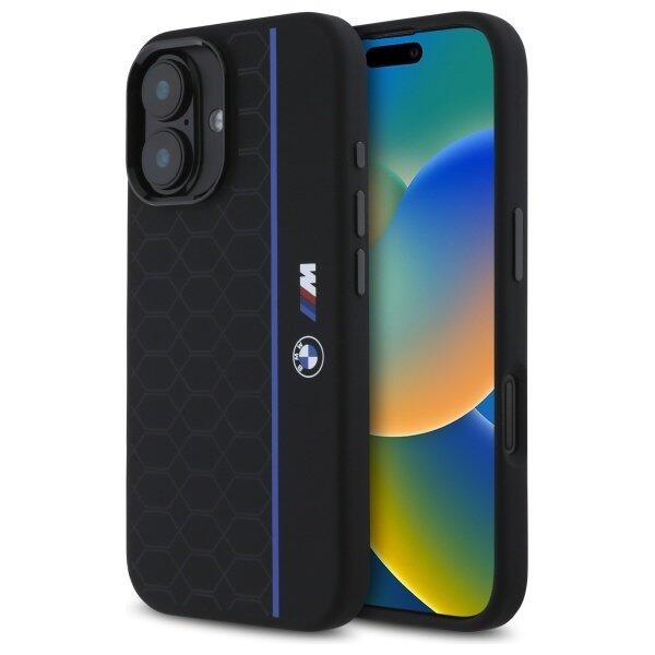 BMW Silicone MagSafe Hexagon Blue Line Cover Чехол для Apple iPhone 16 (BMHMP16S23SHEB)