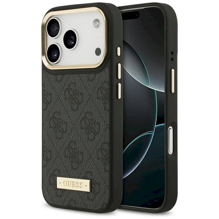 Guess 4G Logo Plate MagSafe Case Защитный чехол для iPhone 17 Pro / чёрный (GUHMP17LU4GPRK)