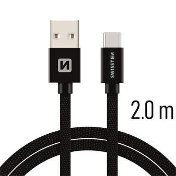 Swissten Textile Универсальный Quick Charge 3.1 USB-C USB Кабель данных 2м (SW-QU-TYPC-3.1-2m-BK)