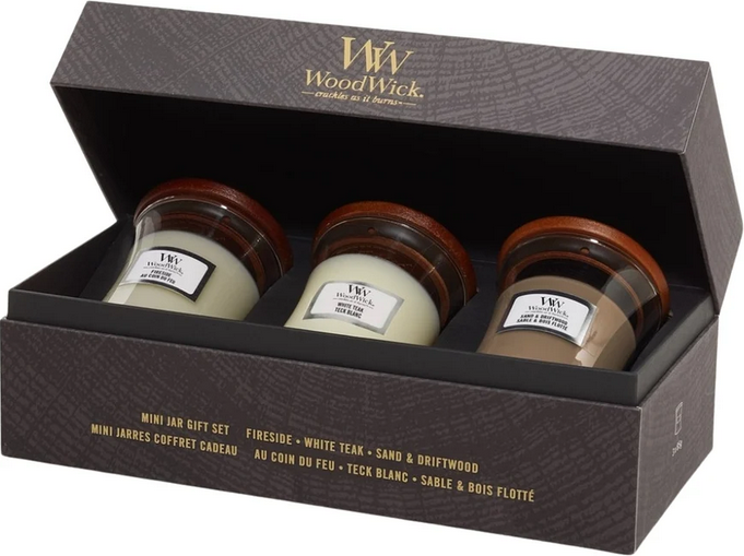 Woodwick Mini Jar Gift Set Dāvanu komplekts 3 x 85 g (5038581153070)