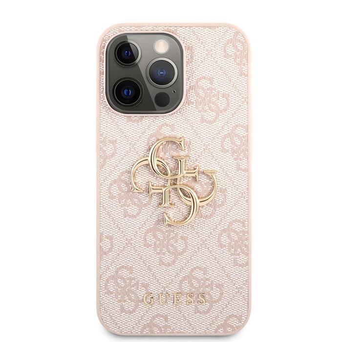 Guess PU 4G Metal Logo Case Защитный чехол для iPhone 13 Pro / розовый (GUHCP13L4GMGPI)