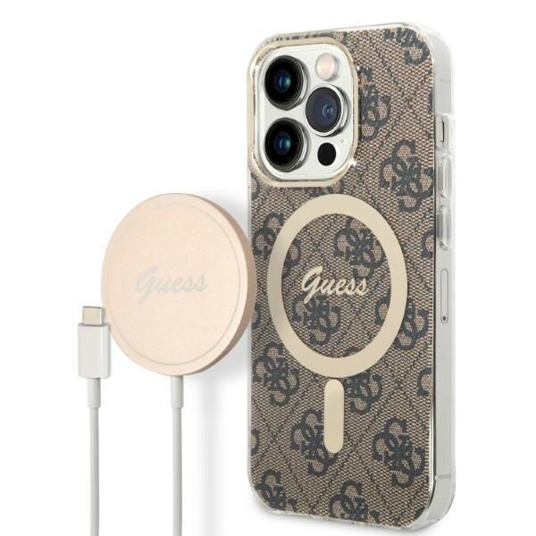 Guess Set GUBPP14XH4EACSW Защитный чехол + Зарядное устройство для iPhone 14 Pro Max 6,7" / коричневый (GUBPP14XH4EACSW)