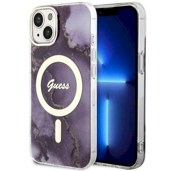 Guess GUHMP14SHTMRSU Golden Marble MagSafe Aizsargapvalks