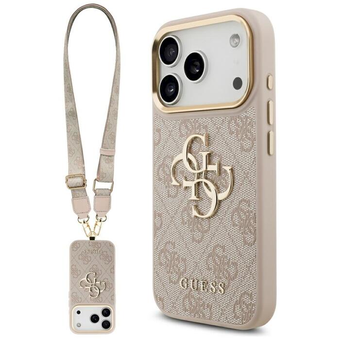 Guess 4G Big 4G Classic Logo Big Strap Metal Buttons Case Защитный чехол для iPhone 17 Pro / розовый (GUHCP17LP4G4BCSP)