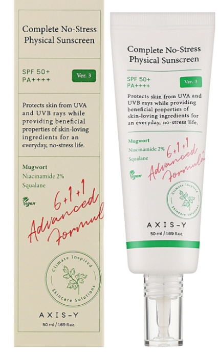 Axis-Y Complete No- Stress Physical Sunscreen SPF50 Солнцезащитный крем 50 ml (8809634610119)