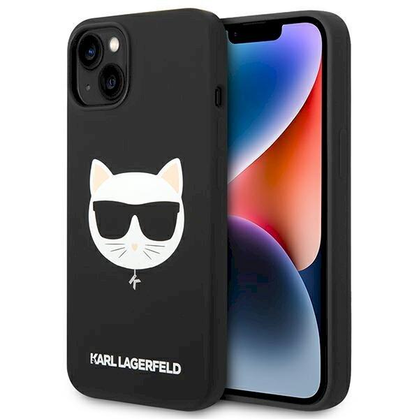 Karl Lagerfeld KLHMP14MSLCHBK Silicone Choupette Aizsargapvalks priekš iPhone 14 Plus / 15 Plus 6.7" / melns (KLHMP14MSLCHBK)