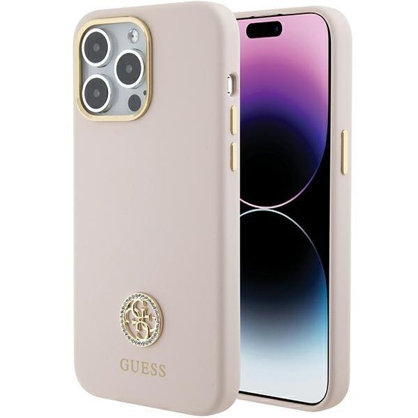 Guess Silicone Logo Strass 4G Back Case Защитный Чехол для Apple iPhone 15 Pro Max (GUHCP15XM4DGPP)
