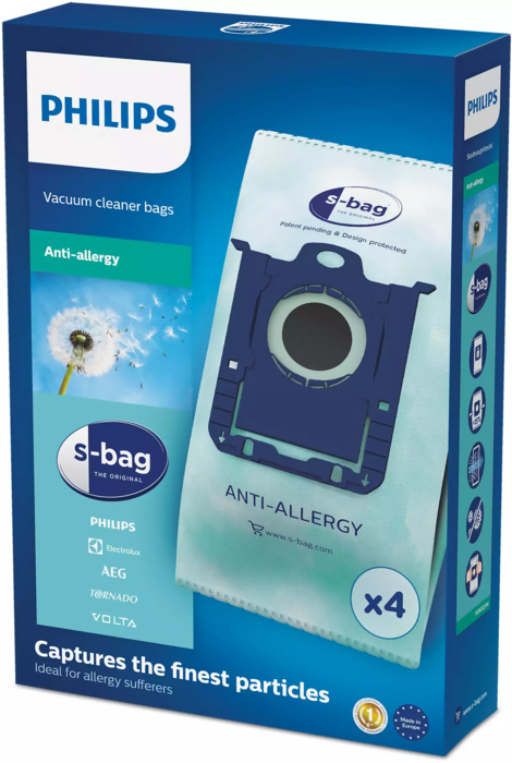 Philips S-bag FC8022/04 Putekļu Sūcēju Maisiņi