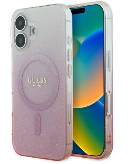 Guess IML Glitter Gradient MagSafe Защитный Чехол для Apple iPhone 16 (GUHMP16SHGRCELP)