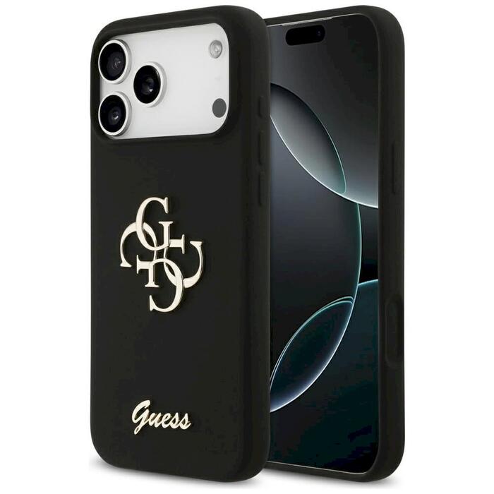 Guess Silicone Big 4G Script case Защитный чехол для iPhone 17 Pro Max / чёрный (GUHCP17XSC4GSMK)