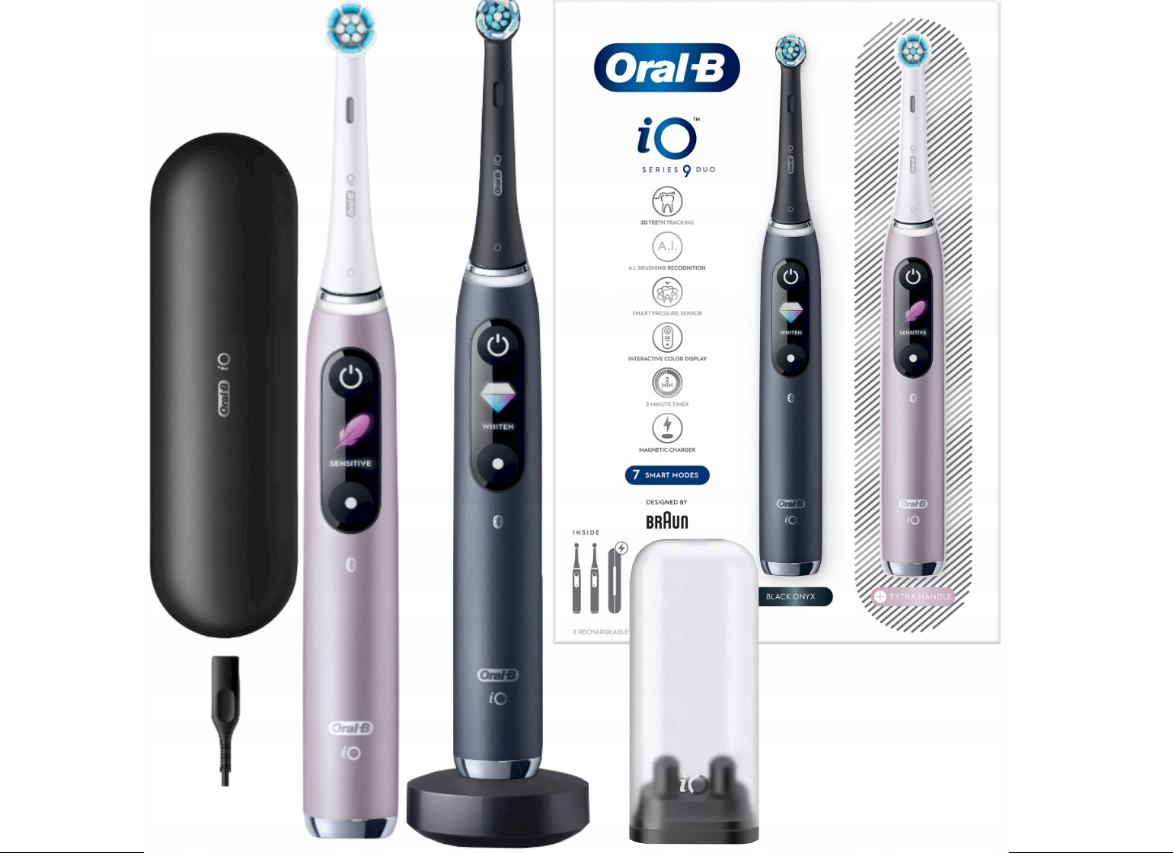 Oral-B iO Series 9 Duo Pack Magnetic Elektriskās zobu birstes 2gb. Black / Pink (4210201411550)