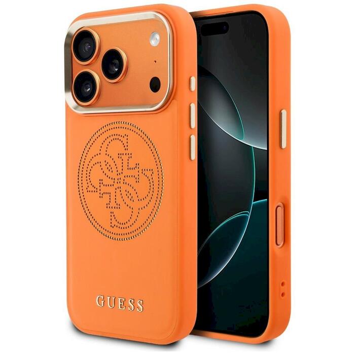 Case Guess Perforated 4G MagSafe Aizsargapvalks priekš iPhone 17 Pro Max / oranžs (GUHMP17X5PG4SRGO)