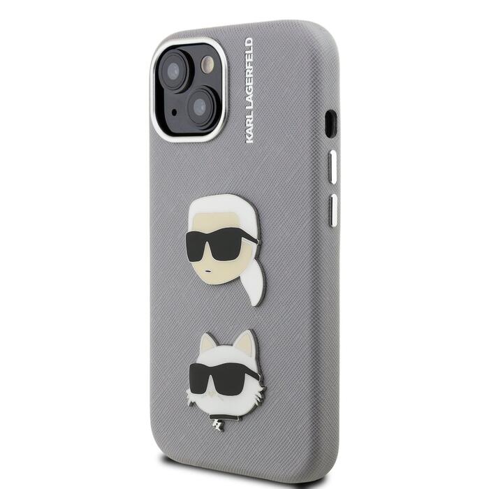 Karl Lagerfeld Grained PU K&CH Heads Case Чехол для Apple iPhone 15 (KLHCP15SPSFDHPG)