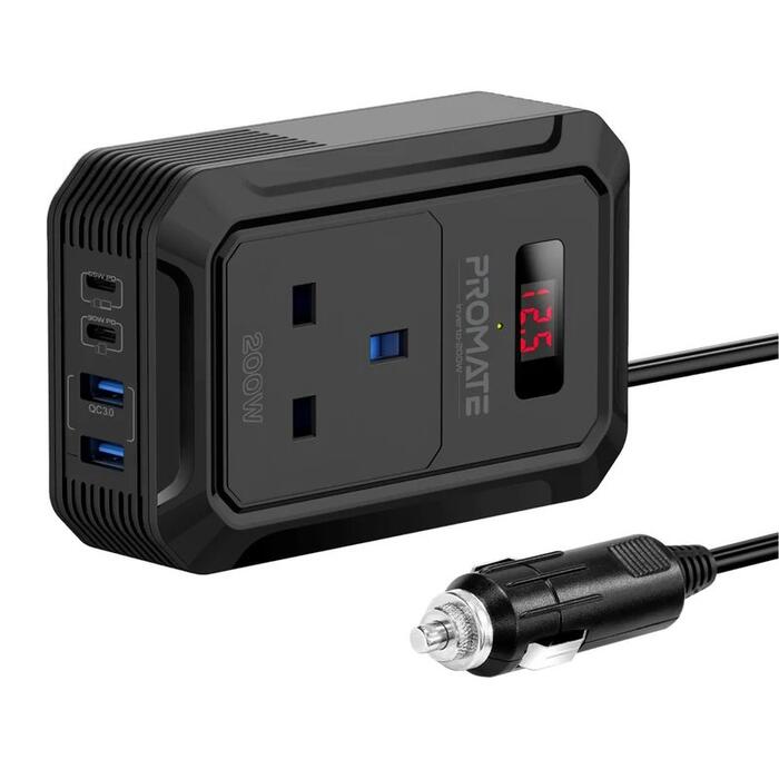 Promate Inverto-200W Car inverter DC-AC 11-17V