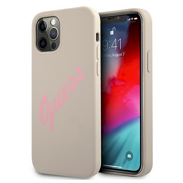 Guess GUHCP12MLSVSGP Silicone Vintage Hardcase Защитный чехол для iPhone 12/12 Pro 6,1" / серо-розовый (GUHCP12MLSVSGP)