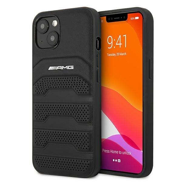 AMG AMHCP13SGSEBK Back Case Кожанный Чехол для телефона Apple iPhone 13 Mini Черный (AMHCP13SGSEBK)