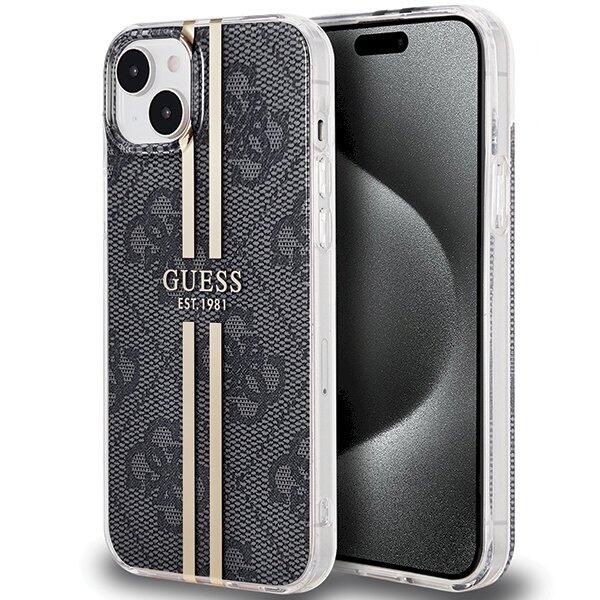 Guess GUHCP15MH4PSEGK Hardcase IML 4G Gold Stripe Защитный чехол для iPhone 15 Plus/14 Plus 6.7" / чёрный (GUHCP15MH4PSEGK)