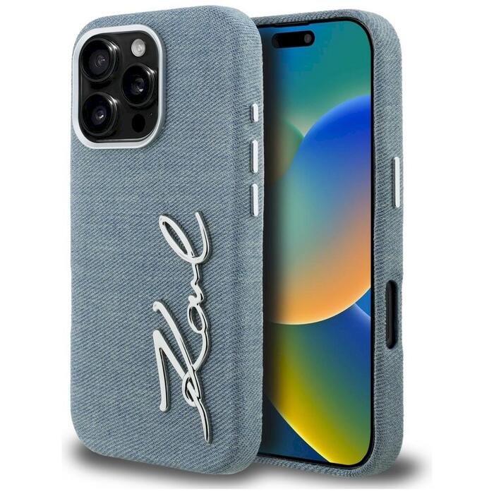Karl Lagerfeld FW Jeans Signature Logo Защитный чехол для iPhone 16 Pro / синий (KLHCP16LPJFMSVB)