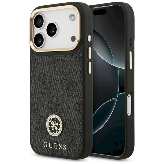 Guess 4G Strass Logo MagSafe Защитный чехол для iPhone 17 Pro / чёрный (GUHMP17LP4GRMDEK)