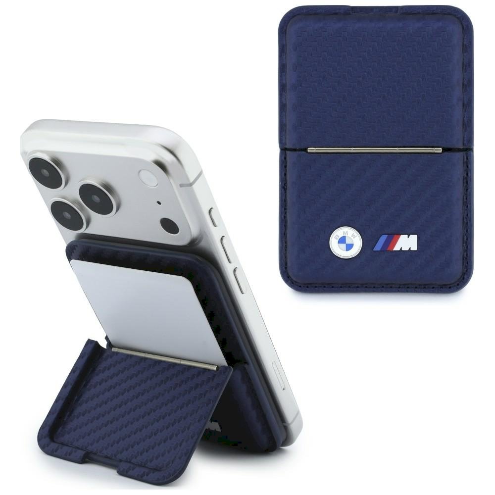 BMW M Carbon Wallet Case Metal Logos MagSafe Maks / navy blue (BMOWMCS26PCILV)