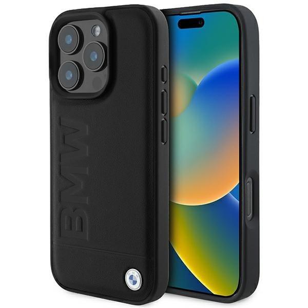 BMW MagSafe Leather Hot Stamp Чехол для Apple iPhone 16 Pro Max (BMHMP16XSLLBK)