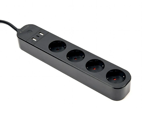 Gembird Smart Power Strip with USB Charger 4 Sockets Viedā Rozete (TSL-PS-S4U-01)