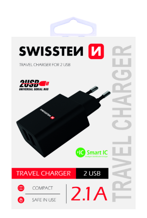 Swissten Premium Tīkla Lādētājs 2 x