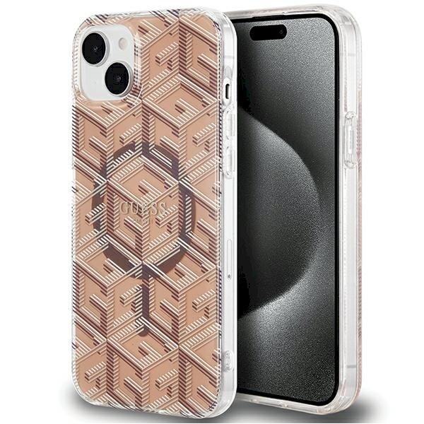 Guess GUHMP15SHGCUSTGW Hardcase IML GCube MagSafe Защитный чехол для iPhone 15/14/13 6.1" / коричневый (GUHMP15SHGCUSTGW)