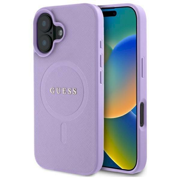 Guess GUHMP16SPSAHMCU Saffiano MagSafe Защитный чехол для iPhone 16 6.1" / фиолетовый (GUHMP16SPSAHMCU)