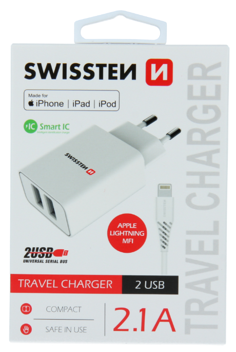 Swissten Smart IC Tīkla Lādētājs 2x