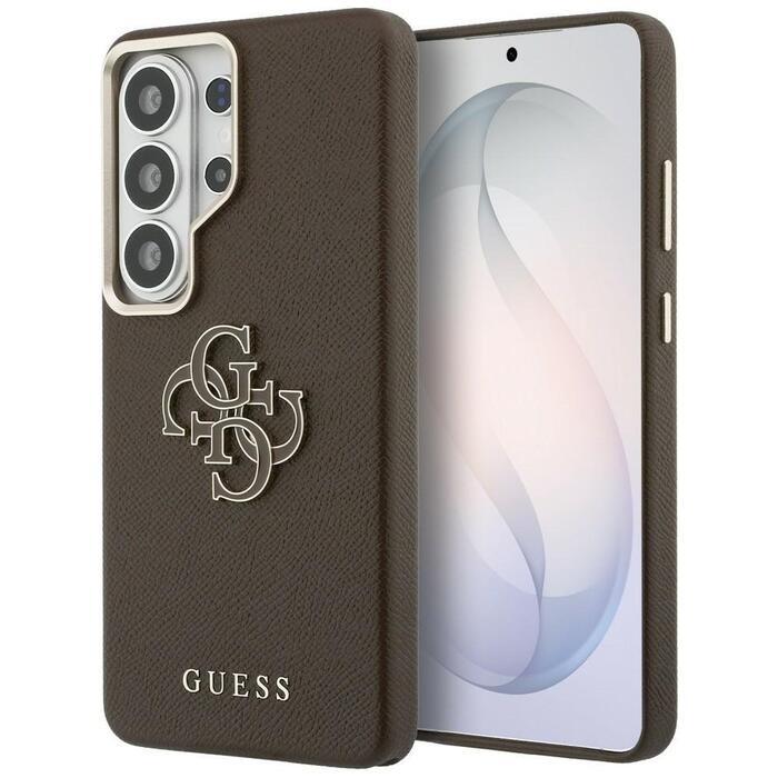 Guess Grained Big 4G Metal Logo Case Aizsargapvalks priekš Samsung Galaxy S26 Ultra / brūns (GUHCS26L5PS4RGGW)