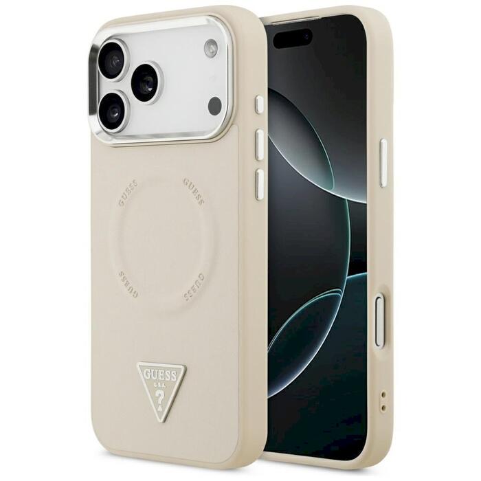 Guess Triangle Logo MagSafe Case Защитный чехол для iPhone 17 Pro / бежевый (GUHMP17LPSDTSCME)