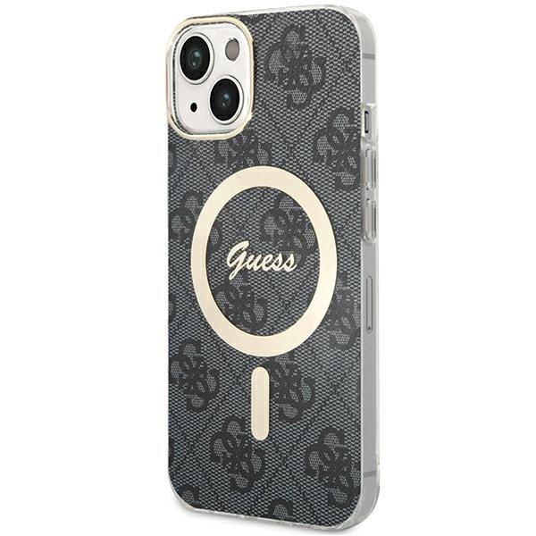 Guess GUHMP15SH4STK Hardcase IML 4G MagSafe Защитный чехол для iPhone 15 / 14 / 13 6.1" / чёрный (GUHMP15SH4STK)