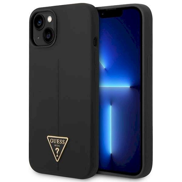 Guess GUHCP14MSLTGK Silicone Triangle Hardcase Защитный чехол для iPhone 14 Plus / 15 Plus 6.7" / чёрный (GUHCP14MSLTGK)