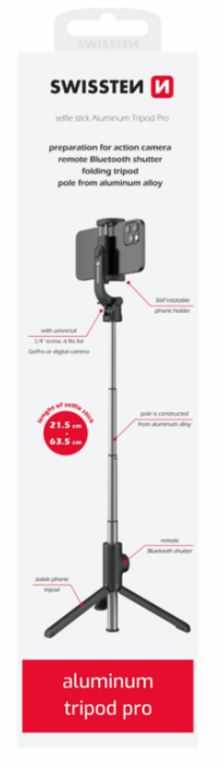 Swissten Bluetooth Selfie Stick Alumīnija Statīvs