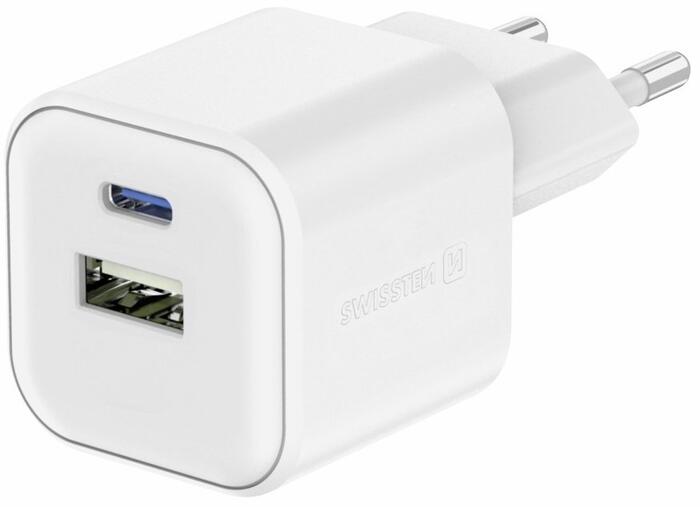 Swissten 3арядное устройство GaN USB-C 20W PD / USB-A 18W Q (22071100)