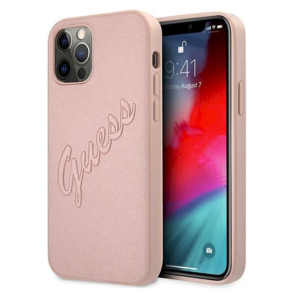 Guess GUHCP12LRSAVSRG Saffiano Vintage Script Защитный чехол для iPhone 12 Pro Max 6,7" / розовый (GUHCP12LRSAVSRG)