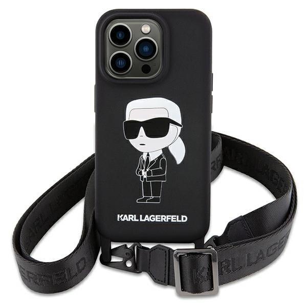 Karl Lagerfeld Crossbody Silicone Ikonik Back Case Защитный Чехол для Apple iPhone 15 (KLHCP15SSCBSKNK)