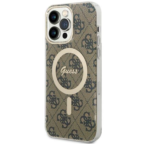 Guess GUHMP15XH4STW Hardcase IML 4G MagSafe Защитный чехол для iPhone 15 Pro Max 6.7" / коричневый (GUHMP15XH4STW)