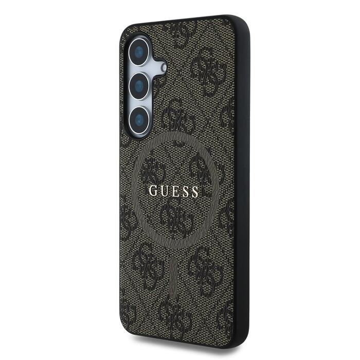 Guess PU Leather 4G Colored Ring MagSafe Case Защитный чехол для Samsung Galaxy S25 / коричневый (GUHMS25SG4GFRW)