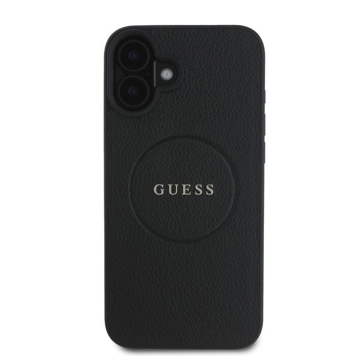 Guess PU Grained Classic Logo MagSafe Case Защитный чехол для iPhone 16 / чёрный (GUHMP16SPGHSMMK)