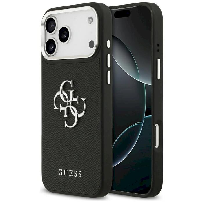 Guess Grained Big 4G Classic Logo Case Защитный чехол для iPhone 17 Pro Max / чёрный (GUHCP17XPG4SMCEK)